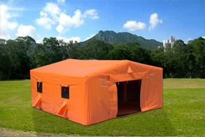 Orange inflatable medical tent
