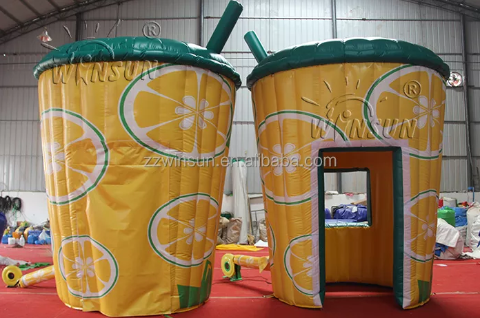 Yellow Outdoor Inflatable Lemonade Stand Booth for event