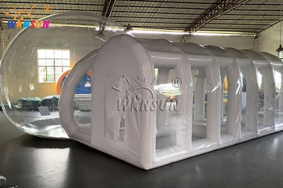 Inflatable bubble room hotel tent with tunnel