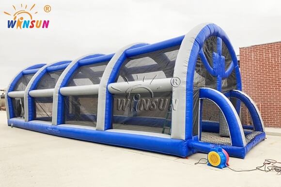 Inflatable challenge batting cage for sports events